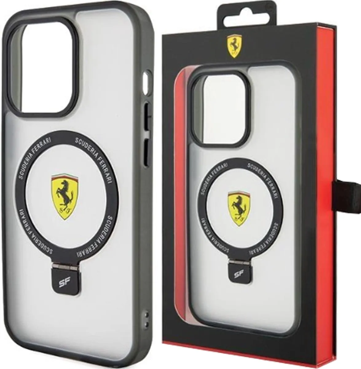 Ferrari Ring Stand Back Case MagSafe iPhone 15 Pro - Transparant - afbeelding 6 van 6