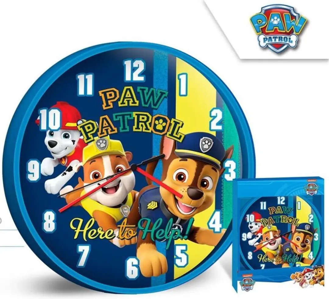 Paw Patrol Wandklok 25cm Blauw