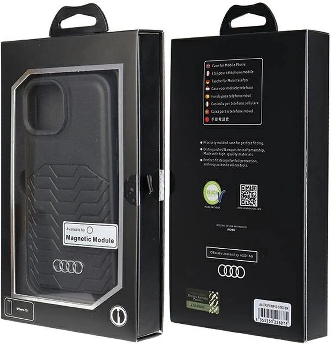 Audi Synthetisch Leren Hoesje iPhone 15/14/13 MagSafe - Zwart