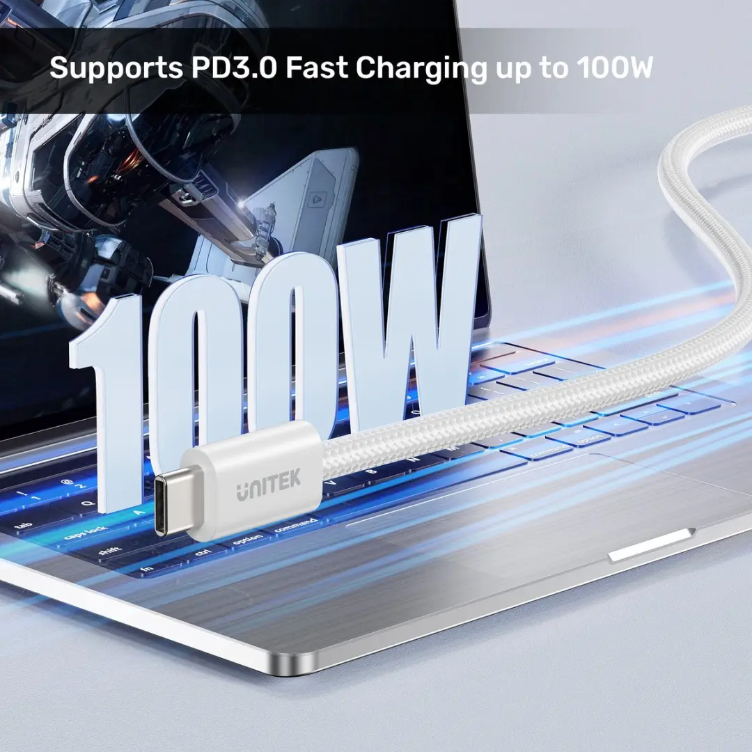 Unitek USB-C PD 100W Kabel C14141AWH01-1M - 1m Wit - afbeelding 3 van 6