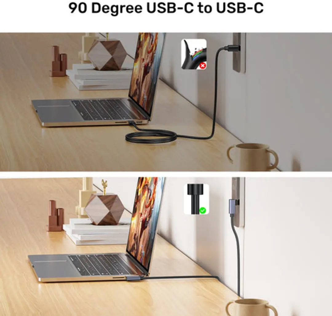 Unitek USB-C Hoekkabel PD 100W 0,5m - Zwart - afbeelding 2 van 6