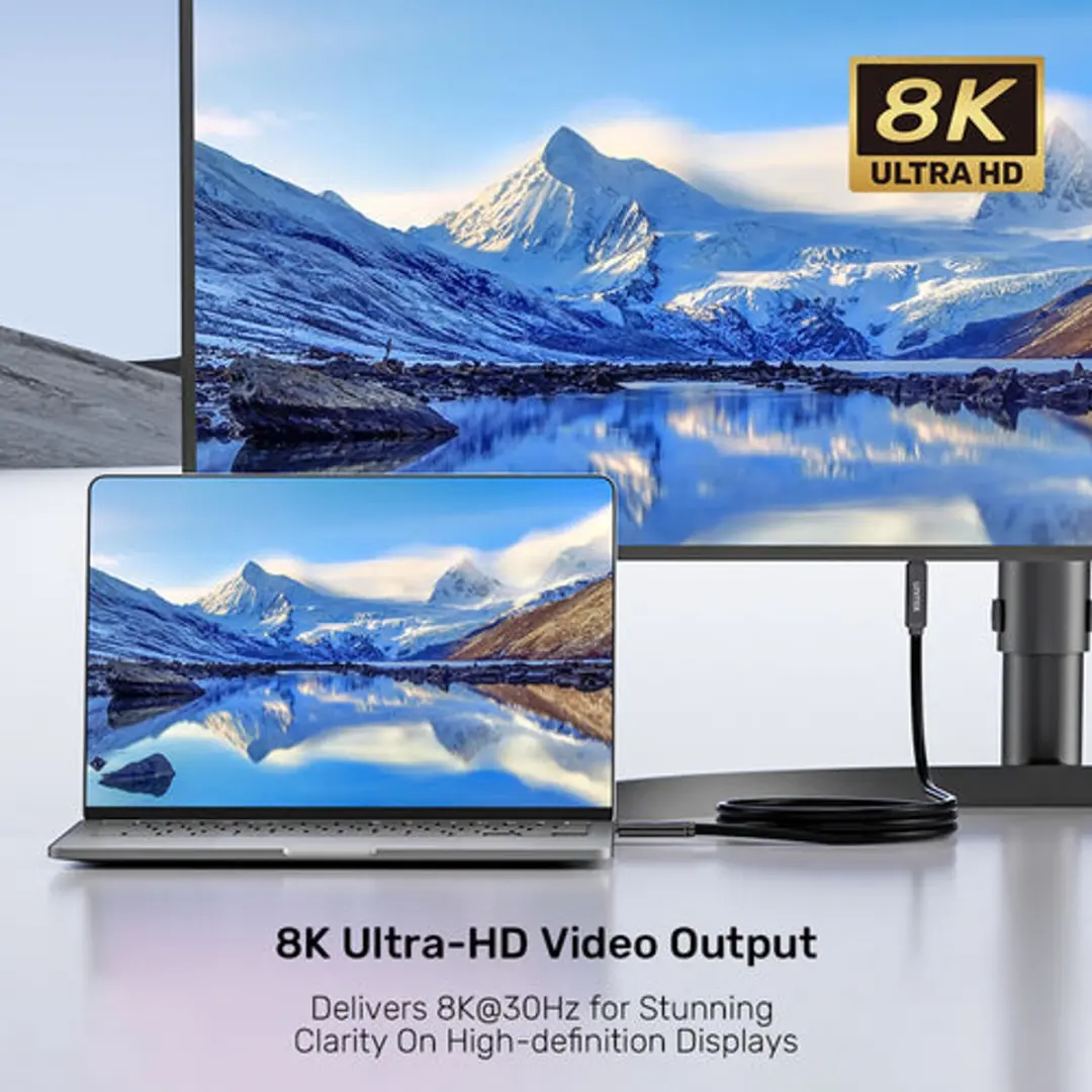 Unitek USB-C Optische Kabel C14178ABK01-5M 5m - 8K@30Hz 10Gbps PD60W - afbeelding 3 van 6