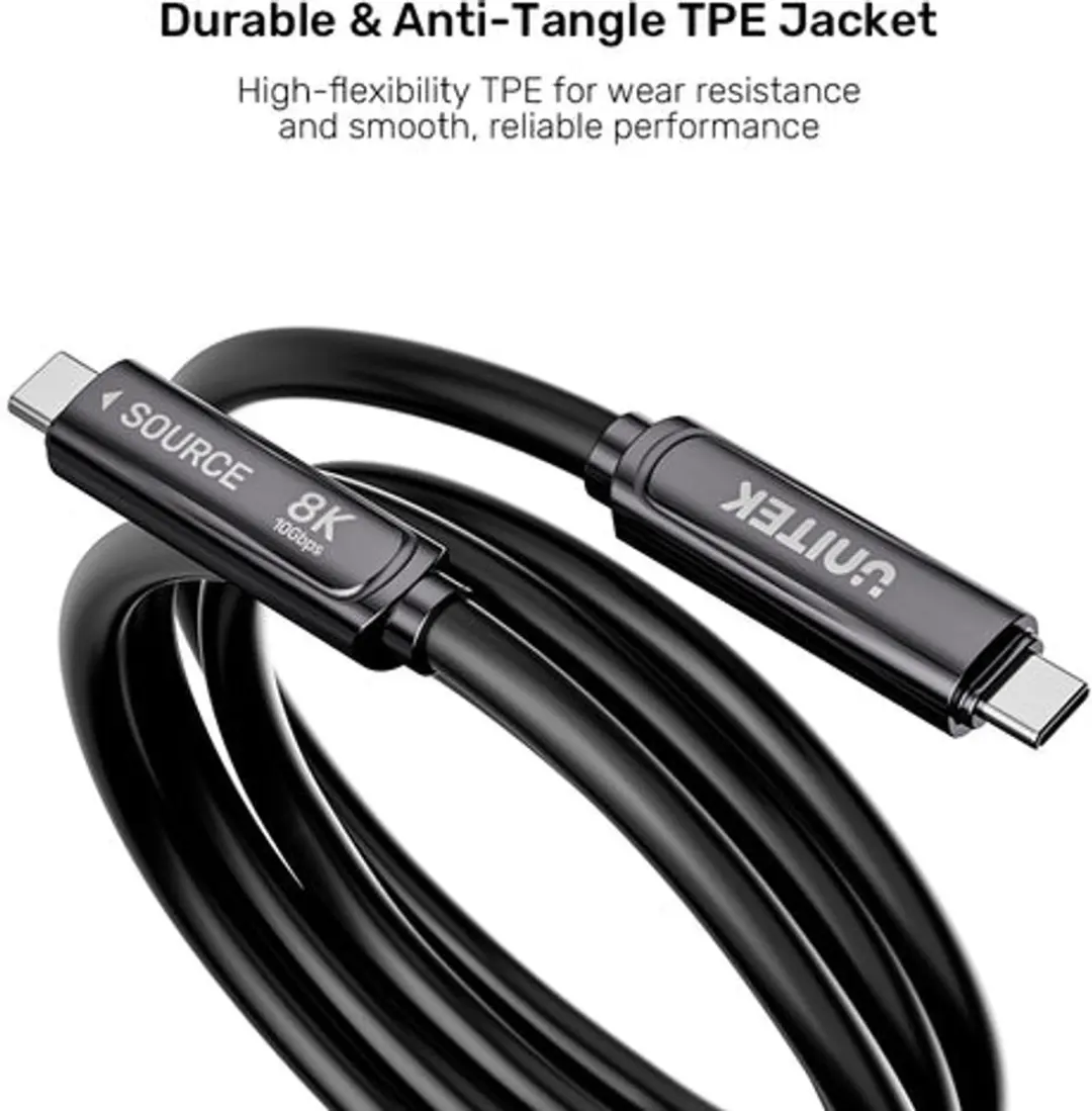Unitek USB-C Optische Kabel C14178ABK01-5M 5m - 8K@30Hz 10Gbps PD60W - afbeelding 2 van 6