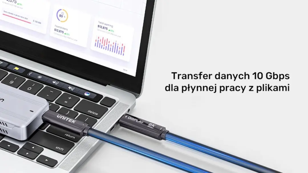 Unitek USB-C Optische Kabel C14178ABK01-5M 5m - 8K@30Hz 10Gbps PD60W - afbeelding 5 van 6