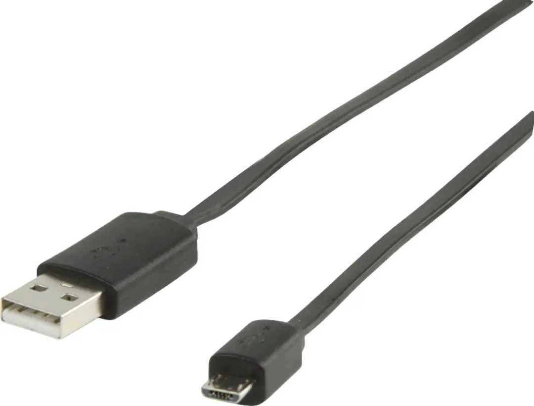 Nedis Platte USB 2.0 Kabel A-MicroB 1m - Zwart - afbeelding 4 van 6