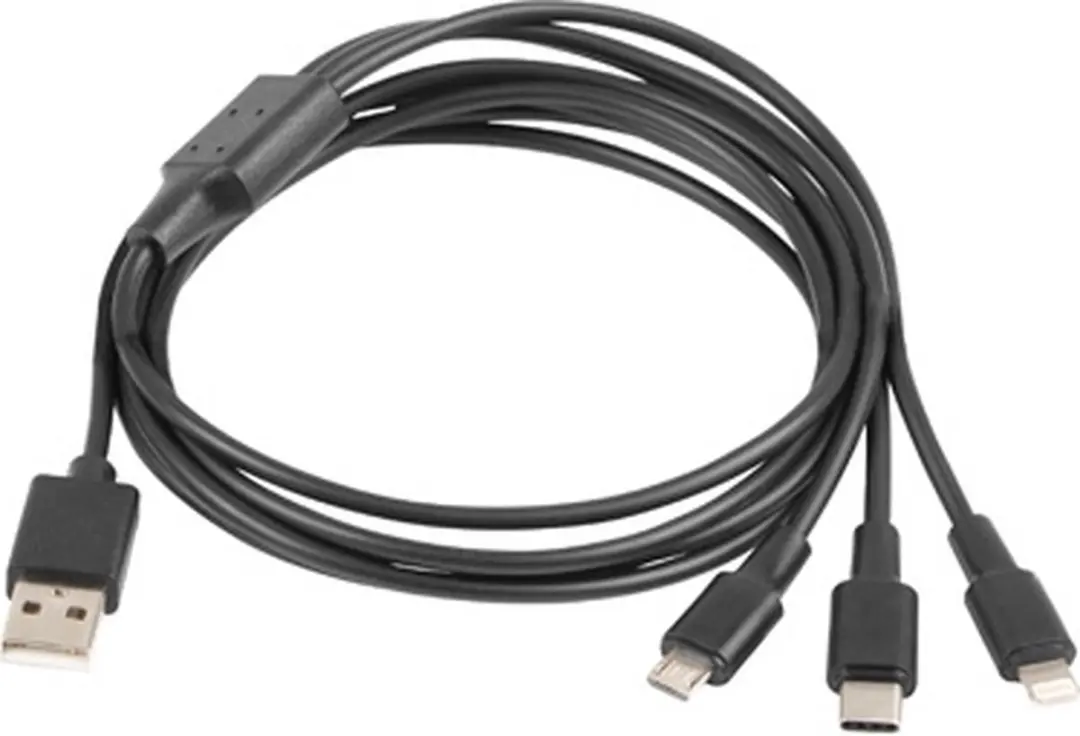 Lanberg 3-in-1 USB Laadkabel (Micro USB, USB-C, Lightning) 1.8m Zwart