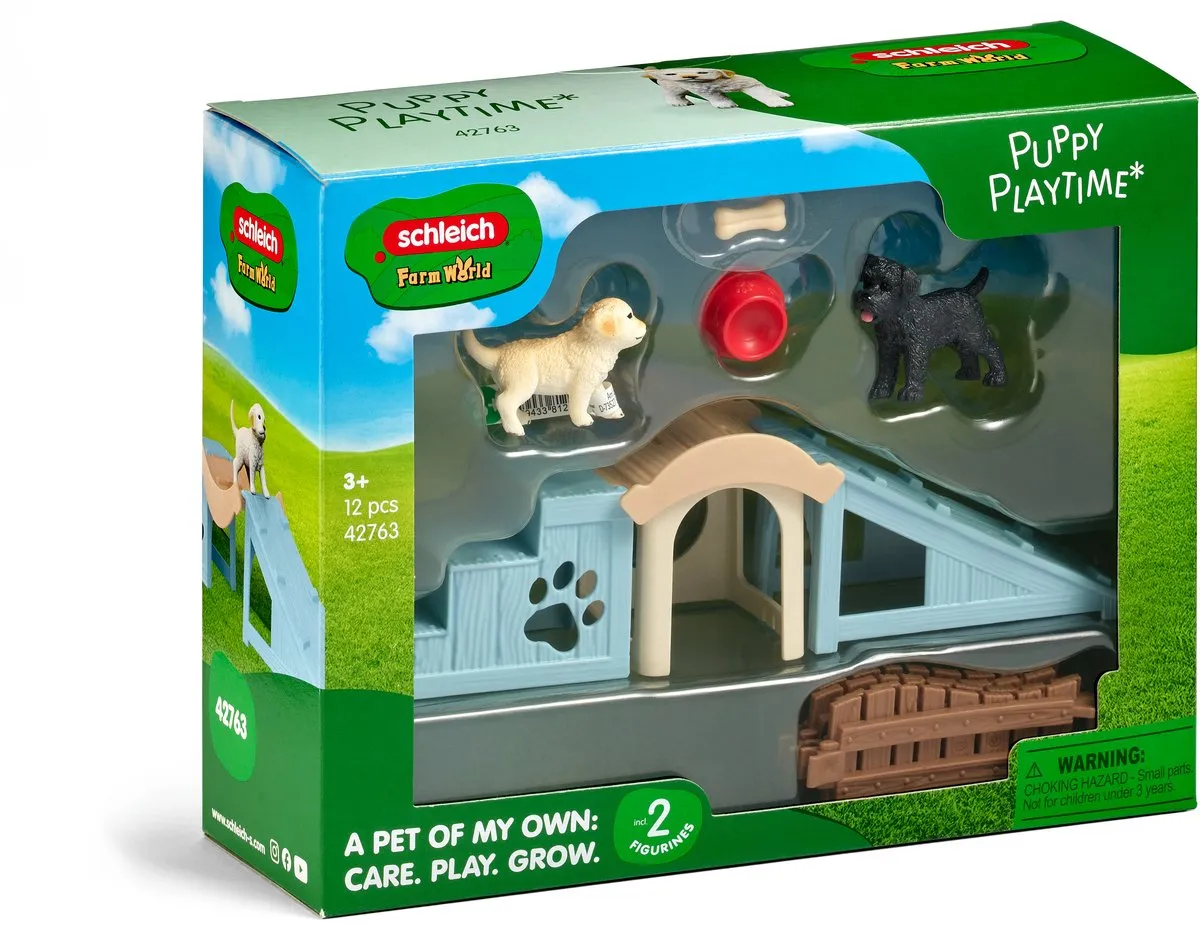 Schleich FARM WORLD Avonturenpret Kleine Puppy's 42763 - Meerkleurig