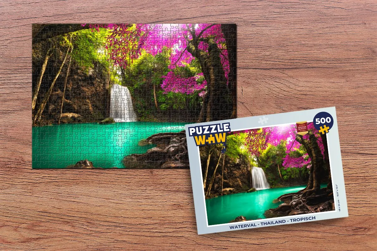 PuzzleWow Waterval Jungle Legpuzzel 500 Stuks - Multicolor