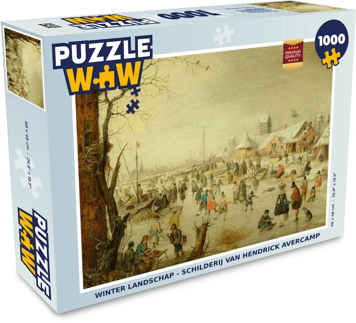 PuzzleWow Winter Landschap Hendrick Avercamp Legpuzzel 1000 Stuks - Multicolor