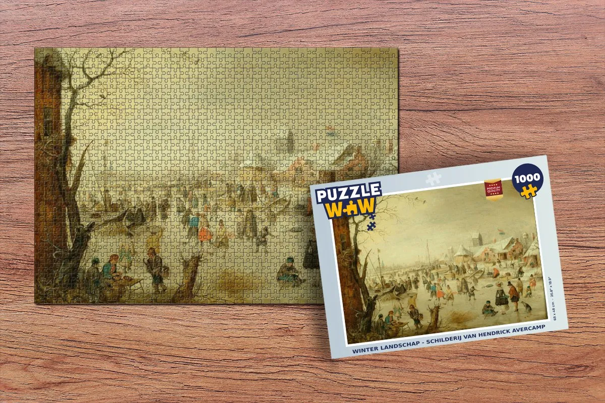 PuzzleWow Winter Landschap Hendrick Avercamp Legpuzzel 1000 Stuks - Multicolor