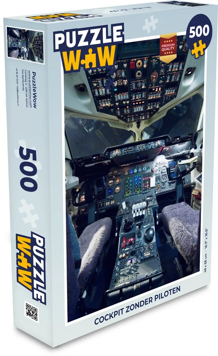 PuzzleWow Cockpit zonder piloten Legpuzzel 500 Stuks - Multicolor