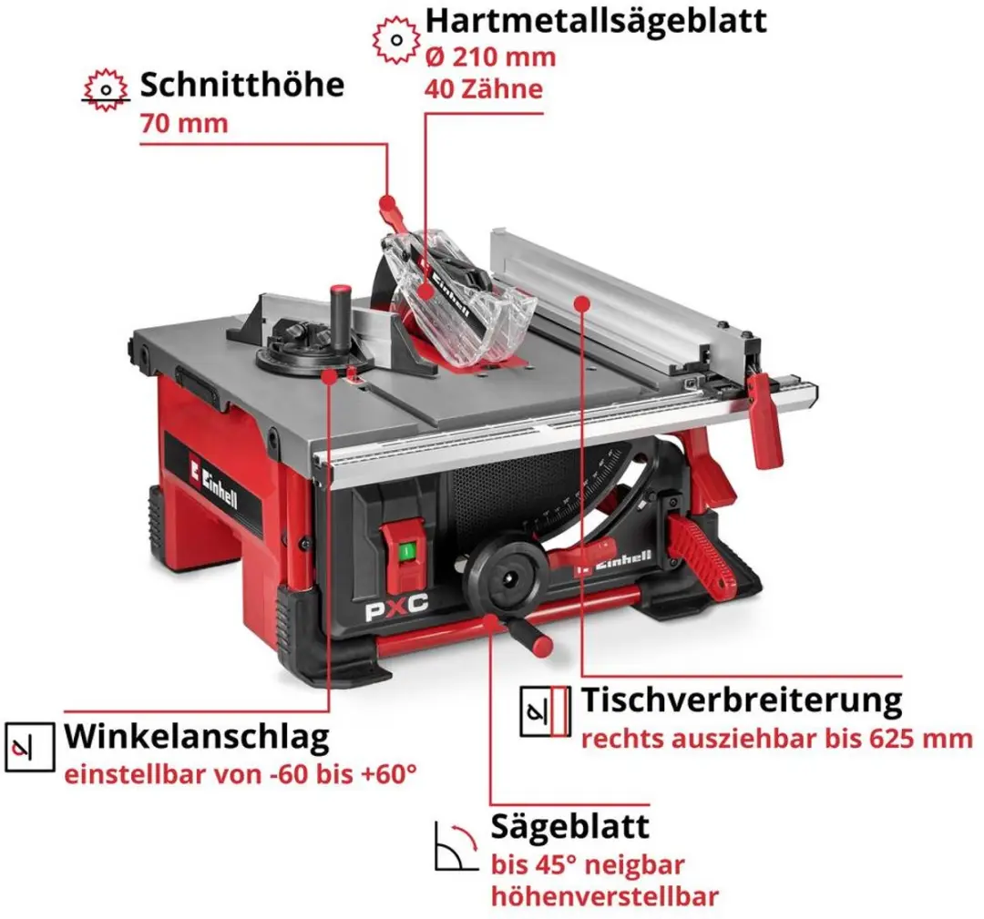 Einhell TE-TS 36/8 T Li Solo Accu-zaagtafel 210mm - afbeelding 5 van 5