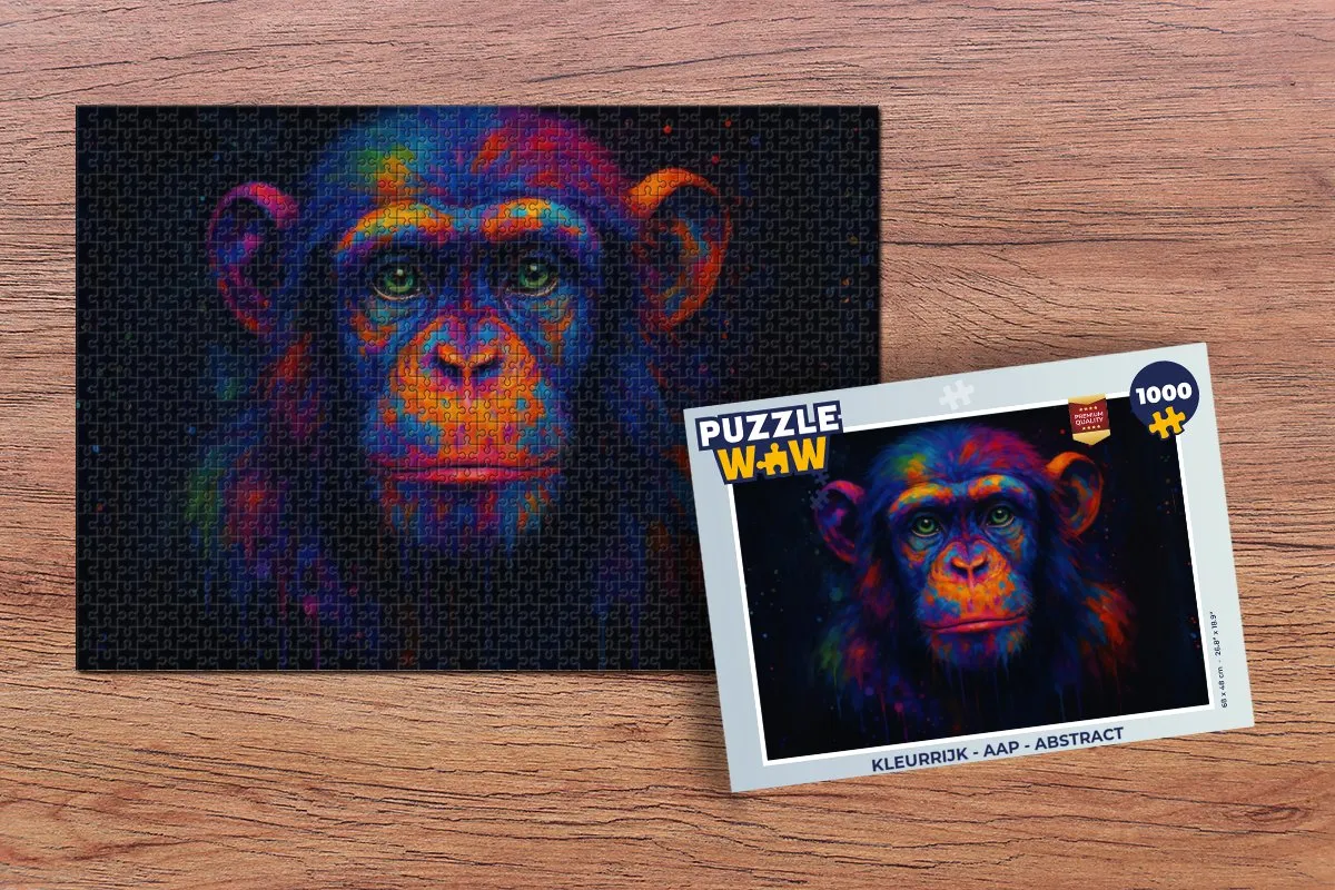 PuzzleWow Aap Legpuzzel 1000 Stukken - Abstract