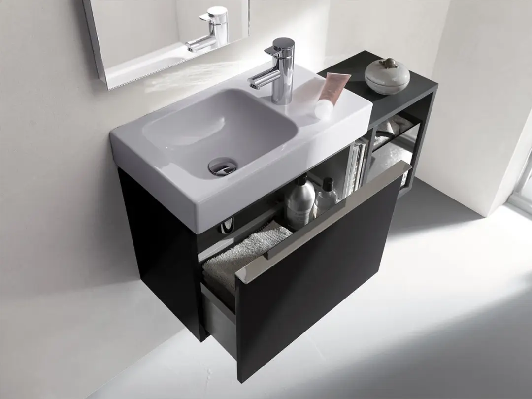 Geberit Icon Spoelbak 53cm - 1 Kraangat Rechts - Wit Glans - afbeelding 6 van 6