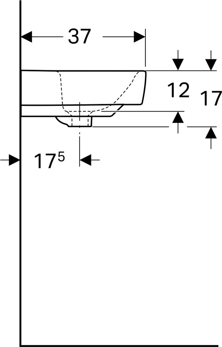 Geberit Renova Compact Wastafel 55cm - Wit - afbeelding 6 van 6