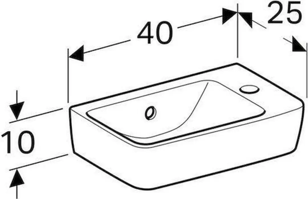Geberit Renova Compact Fontein 1 KRG R Overloop 40x25x10cm Wit - afbeelding 5 van 6