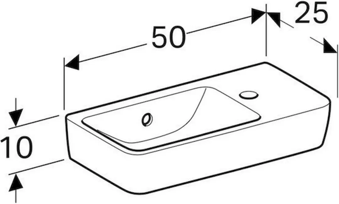 Geberit Renova Compact Wastafel 50cm - 1 Kraangat Rechts - Wit - afbeelding 4 van 6