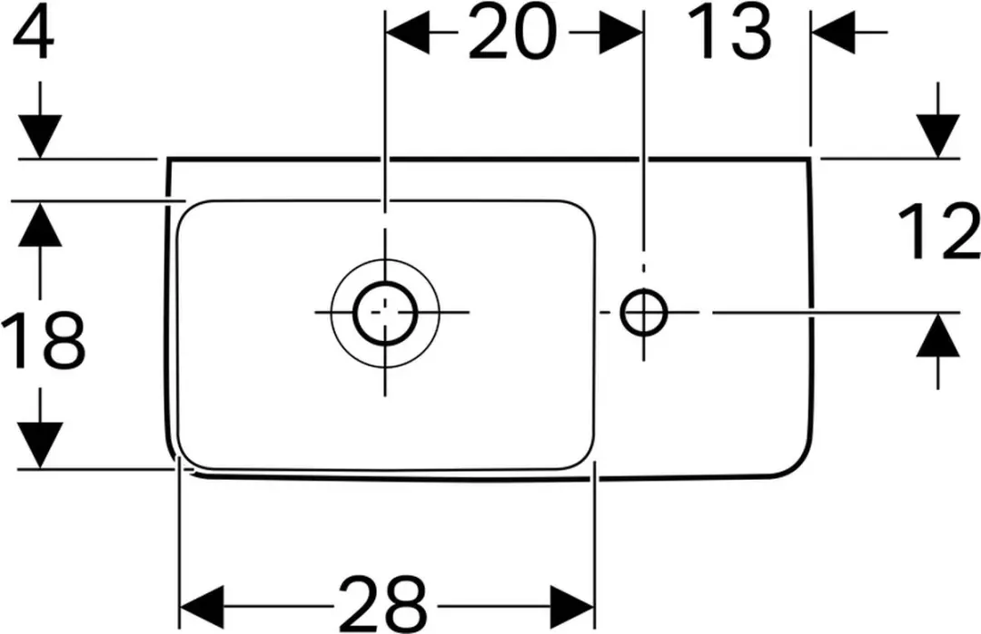 Geberit Renova Compact Wastafel 50cm - 1 Kraangat Rechts - Wit - afbeelding 5 van 6