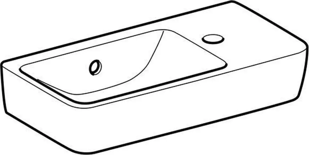 Geberit Renova Compact Wastafel 50cm - 1 Kraangat Rechts - Wit - afbeelding 3 van 6