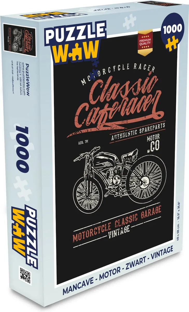 PuzzleWow Mancave Motor Legpuzzel 1000 Stuks