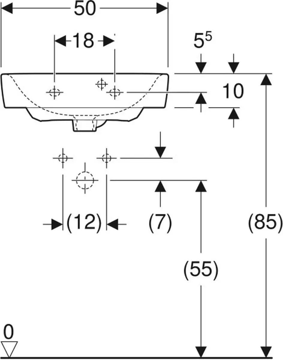 Geberit Renova Plan Spoelbak 50cm Wit - afbeelding 4 van 5
