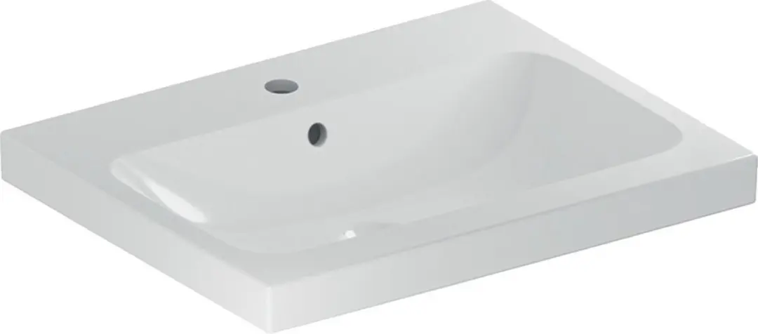Geberit Icon Light wastafel 60x48x16cm 1 wasbak 1 kraangat Midden met overloopga