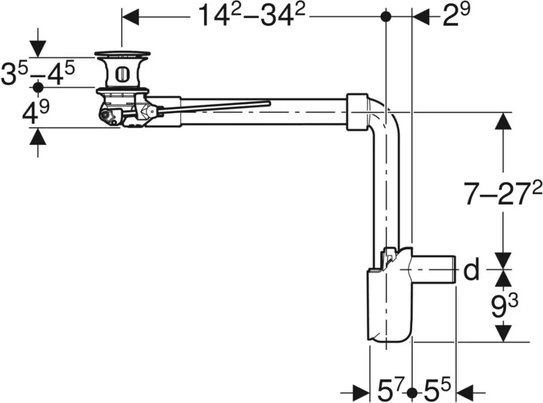 Geberit Wastafelafvoer Hendelbediening D32mm - Chroom - afbeelding 2 van 5