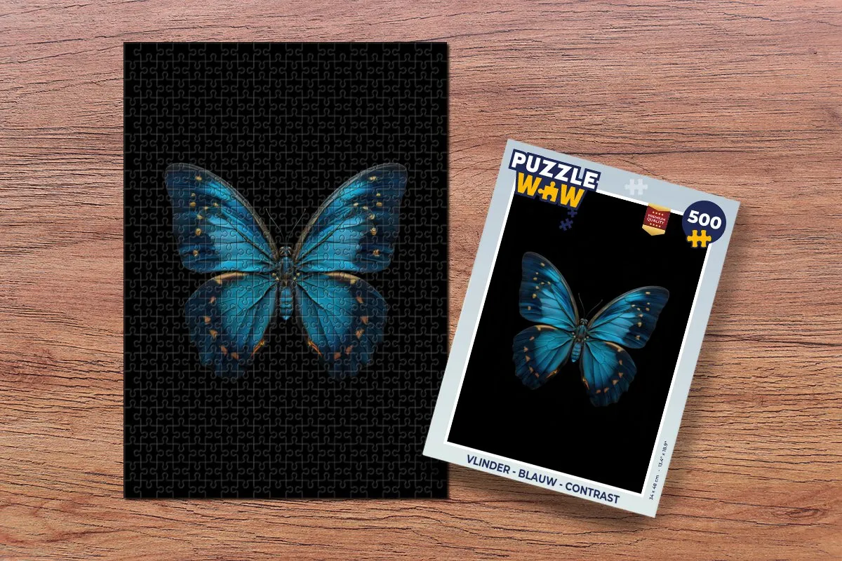 PuzzleWow Vlinder Legpuzzel 500 Stuks - Blauw