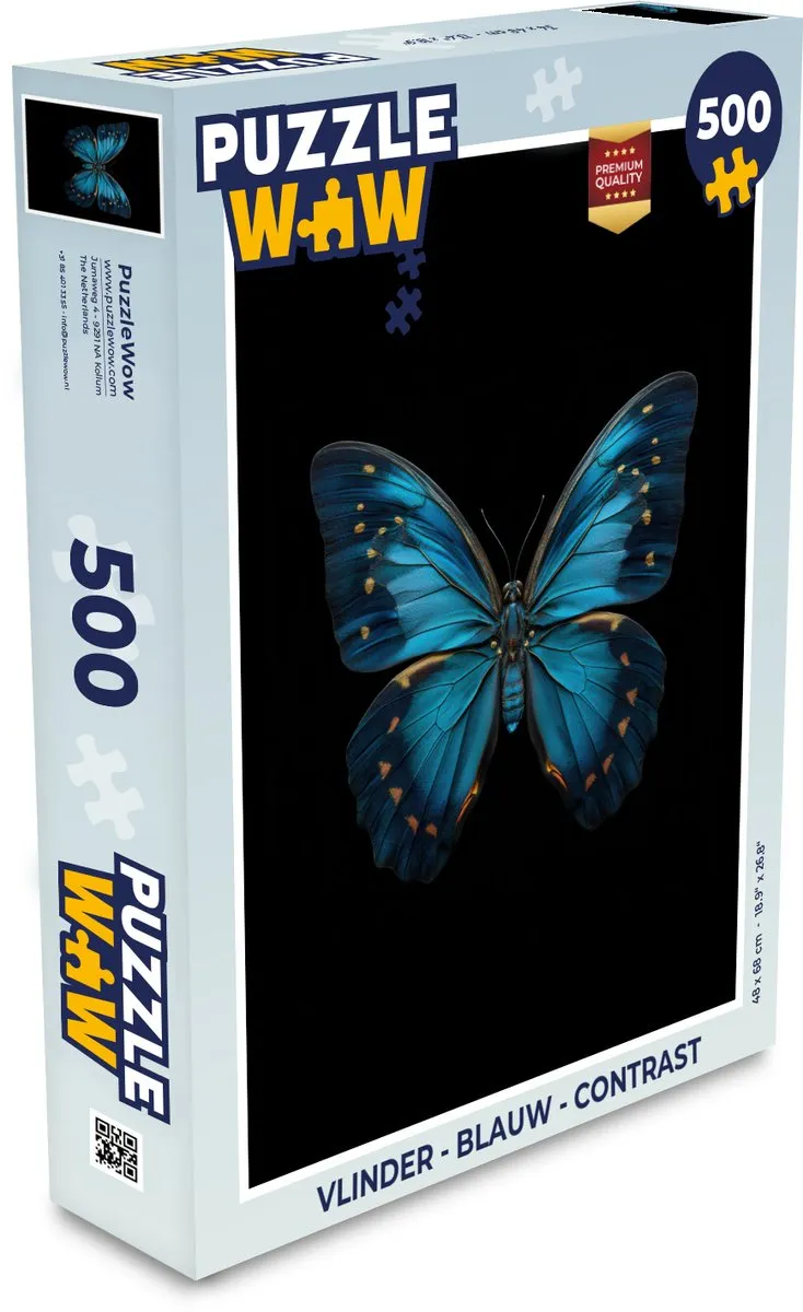 PuzzleWow Vlinder Legpuzzel 500 Stuks - Blauw