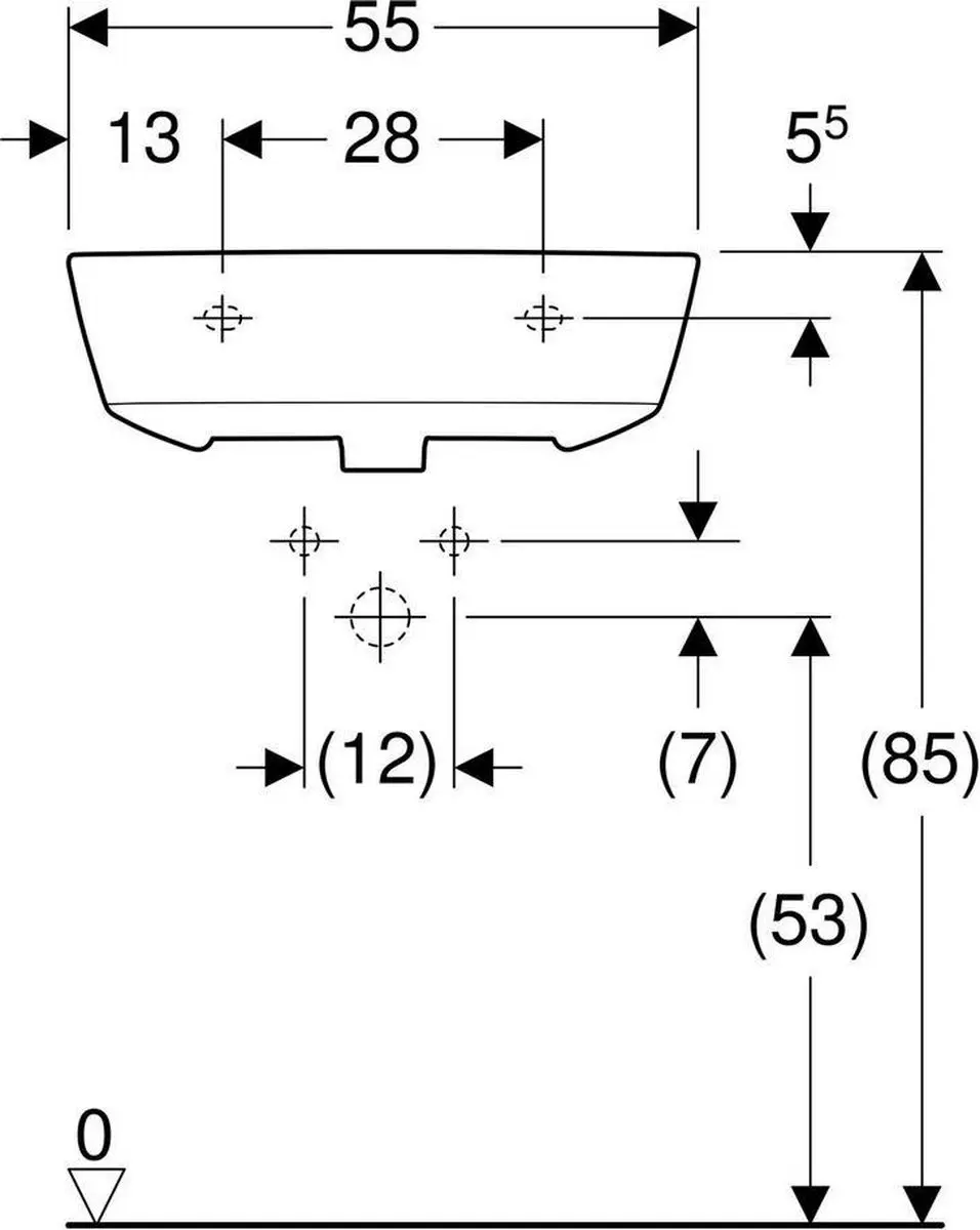 Geberit Renova Wastafel 55cm Wit - afbeelding 3 van 6