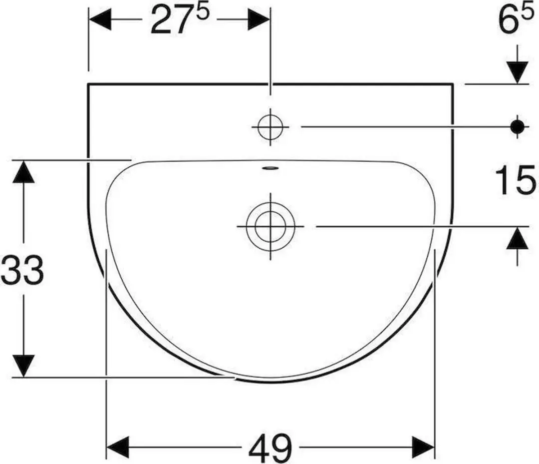 Geberit Renova Wastafel 55cm Wit - afbeelding 5 van 6