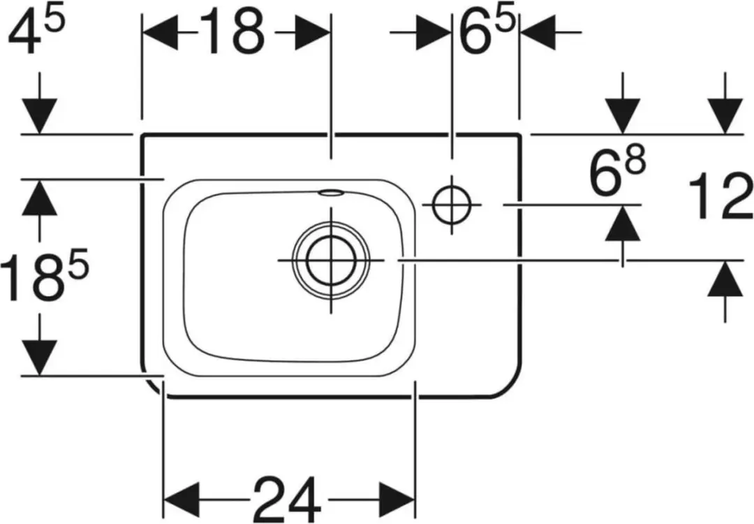 Geberit Renova Plan Spoelbak 36cm Wit - afbeelding 2 van 3