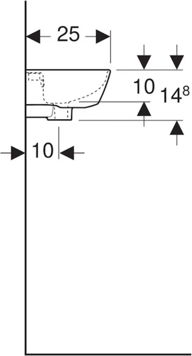 Geberit Renova Fontein 1 KRG R Overloop 36x25x14,8cm Wit - afbeelding 5 van 5
