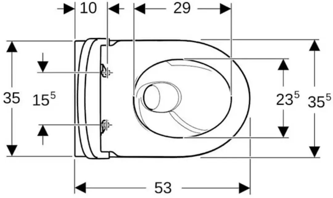 Geberit iCon Wandclosetset 53x35cm TurboFlush - Wit - afbeelding 3 van 6