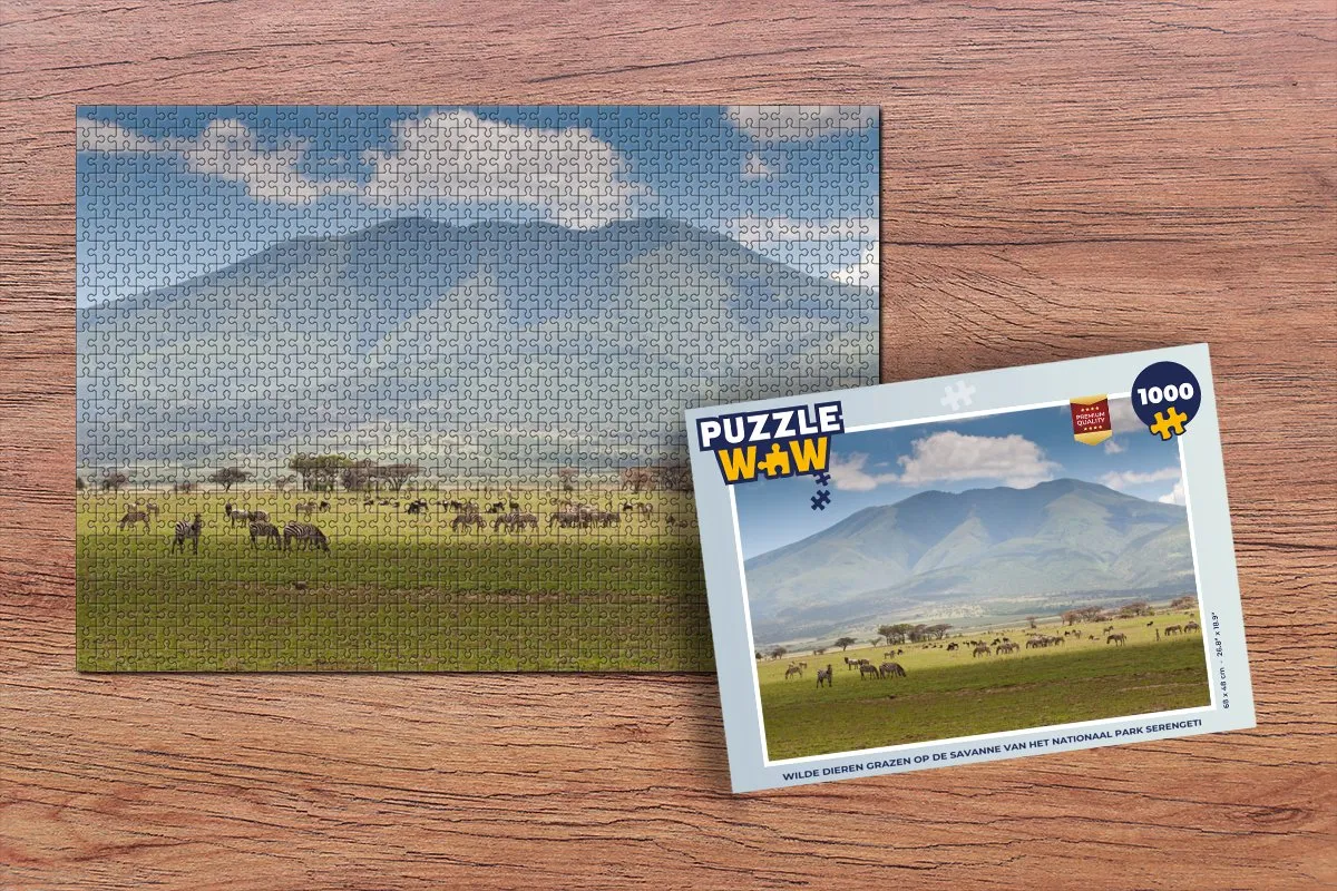 PuzzleWow Wilde Dieren Savanne Legpuzzel 1000 Stuks - Multicolor