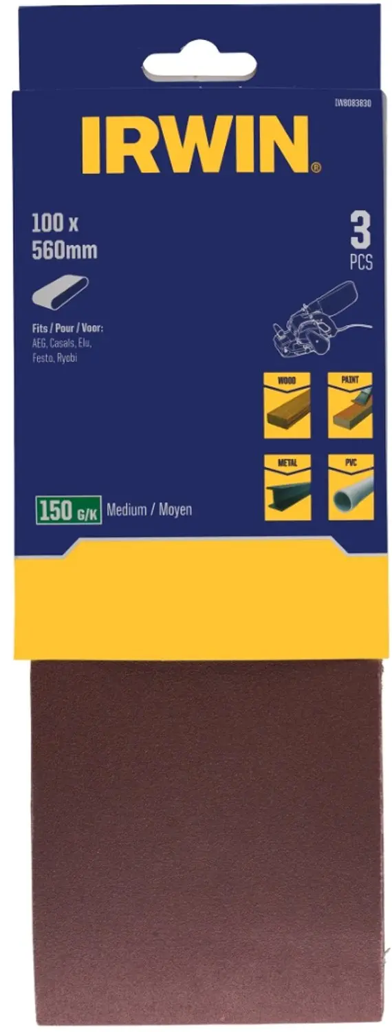 Irwin schuurband 100 x 560 mm K150 voor AEG, 3 stuks