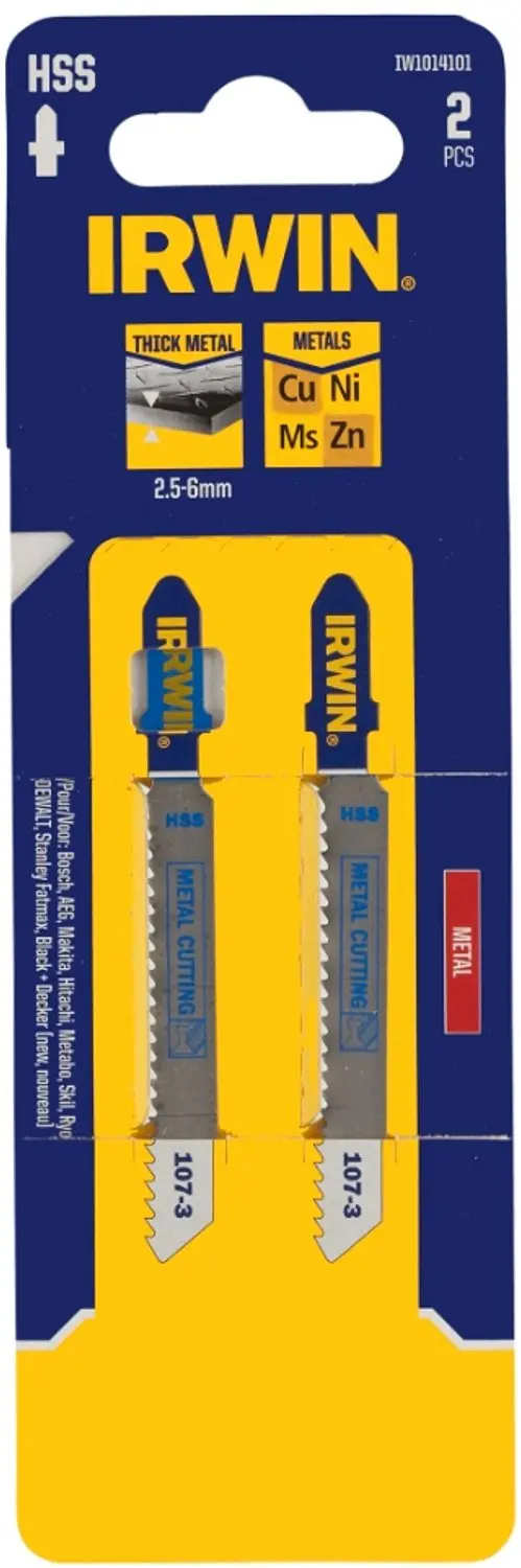 Irwin decoupeerzaagblad met T-aansluiting, voor metaal tot 6 mm dikte, 2 stuks