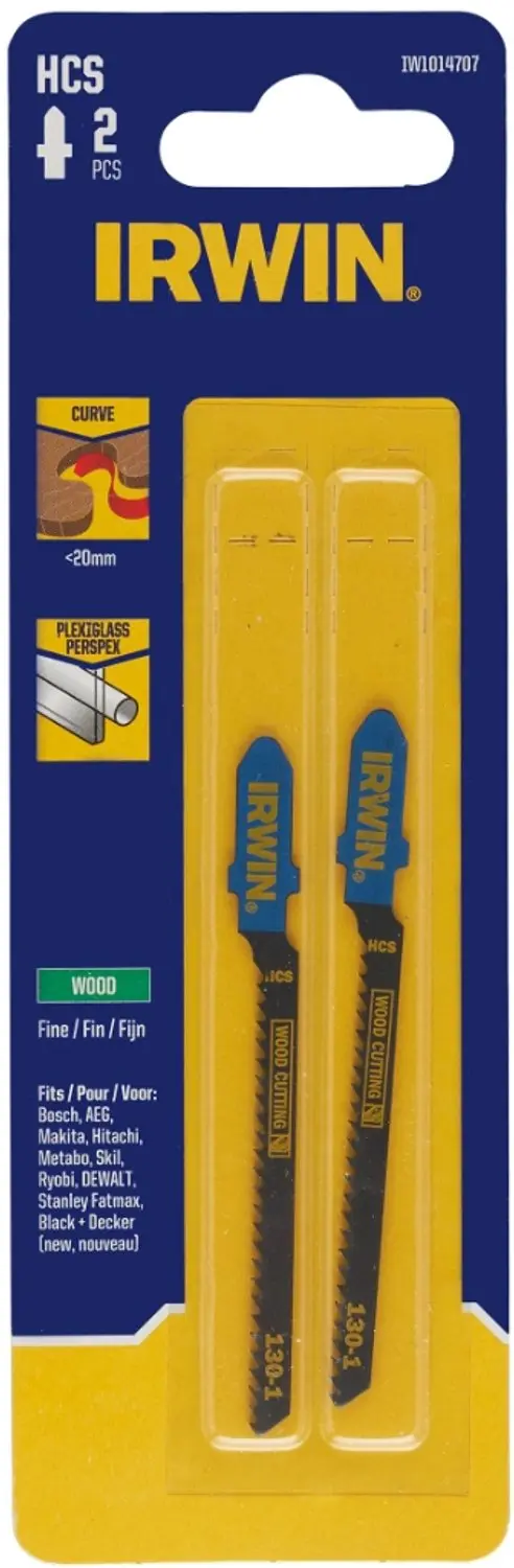 Irwin decoupeerzaagblad met T-aansluiting, voor PVC, plexiglas, 2 stuks