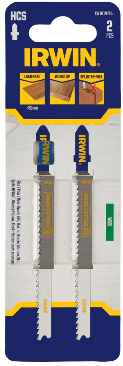 Irwin Pro decoupeerzaagblad met T-aansluiting, voor laminaat, spaanplaat, 2 stuk