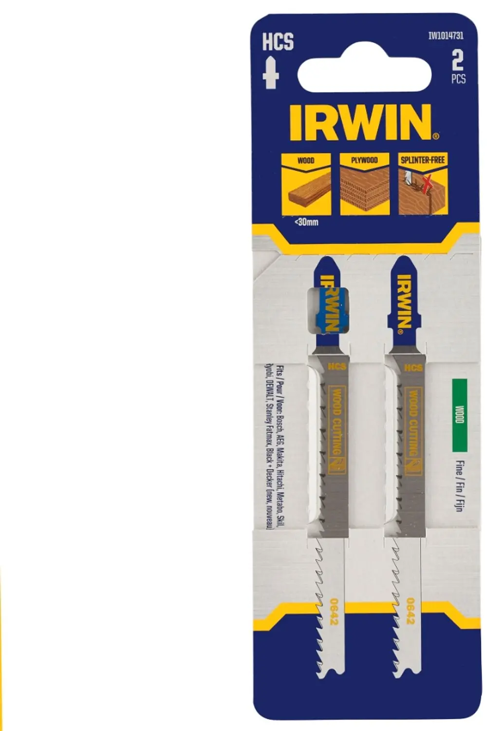Irwin Pro decoupeerzaagblad met T-aansluiting, voor hout, fijne vertanding, 2 st