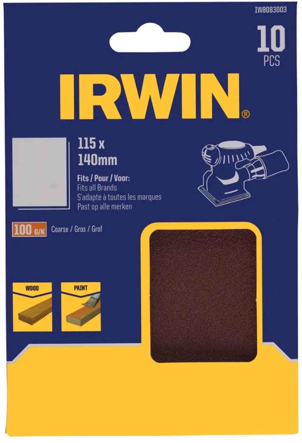 Irwin schuurvel 140 x 115 mm K100 voor klembevestiging, zonder perforatie, 10 st