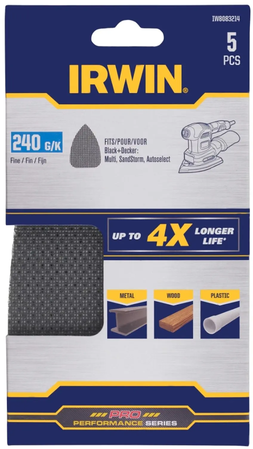 Irwin schuurgaas voor B+D Multischuurmachine zelfklevend K240, 5 stuks