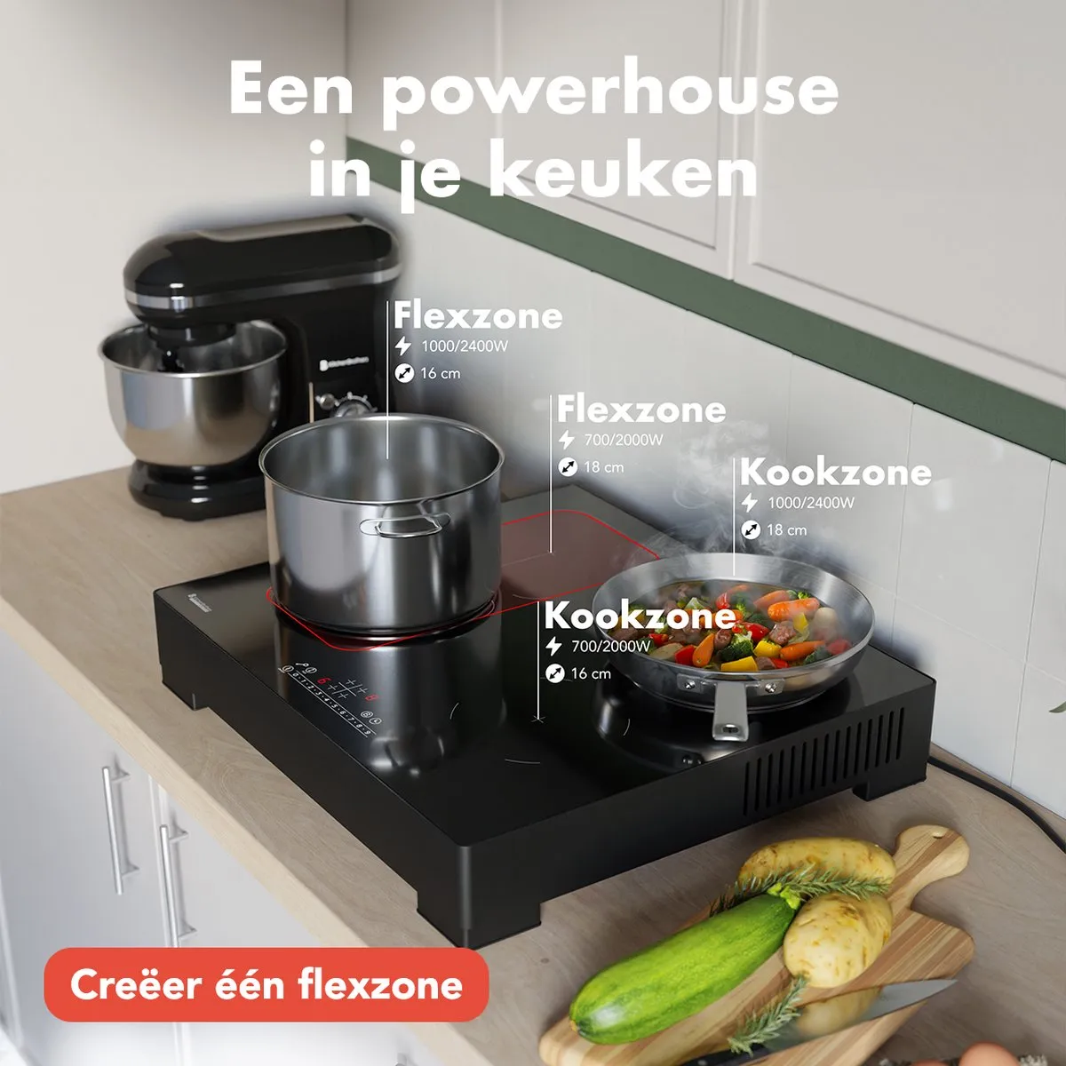 KitchenBrothers KB4060 Inductieplaat 60cm - 4 Zones - Zwart