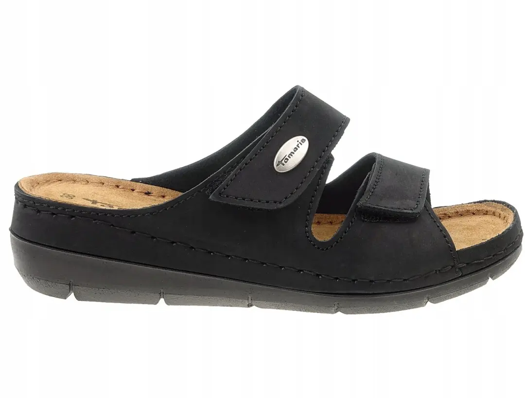 Tamaris Dames Slippers Leer Zwart Maat 41