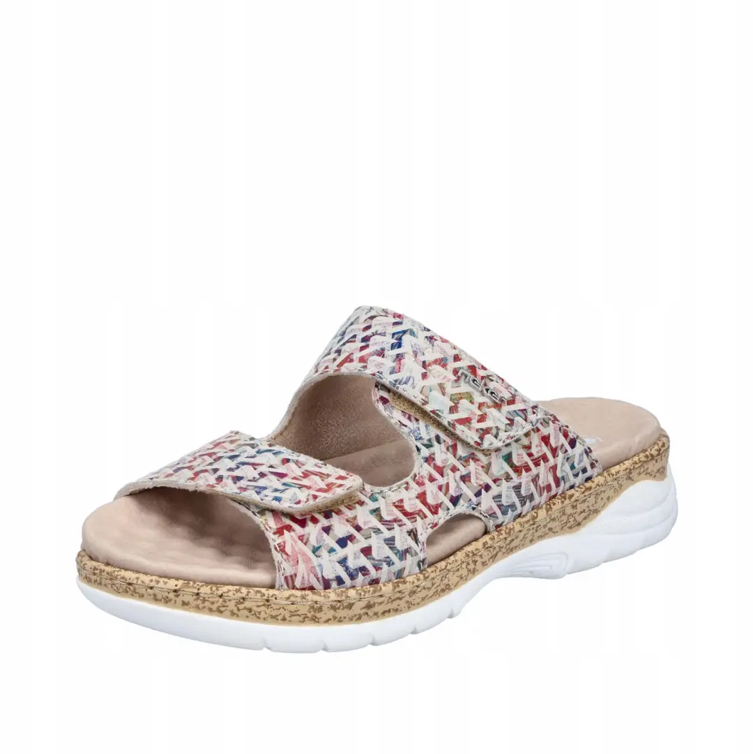 Rieker Dames Klompjes V2292-91 Suède Multicolor Klittenband Maat 42