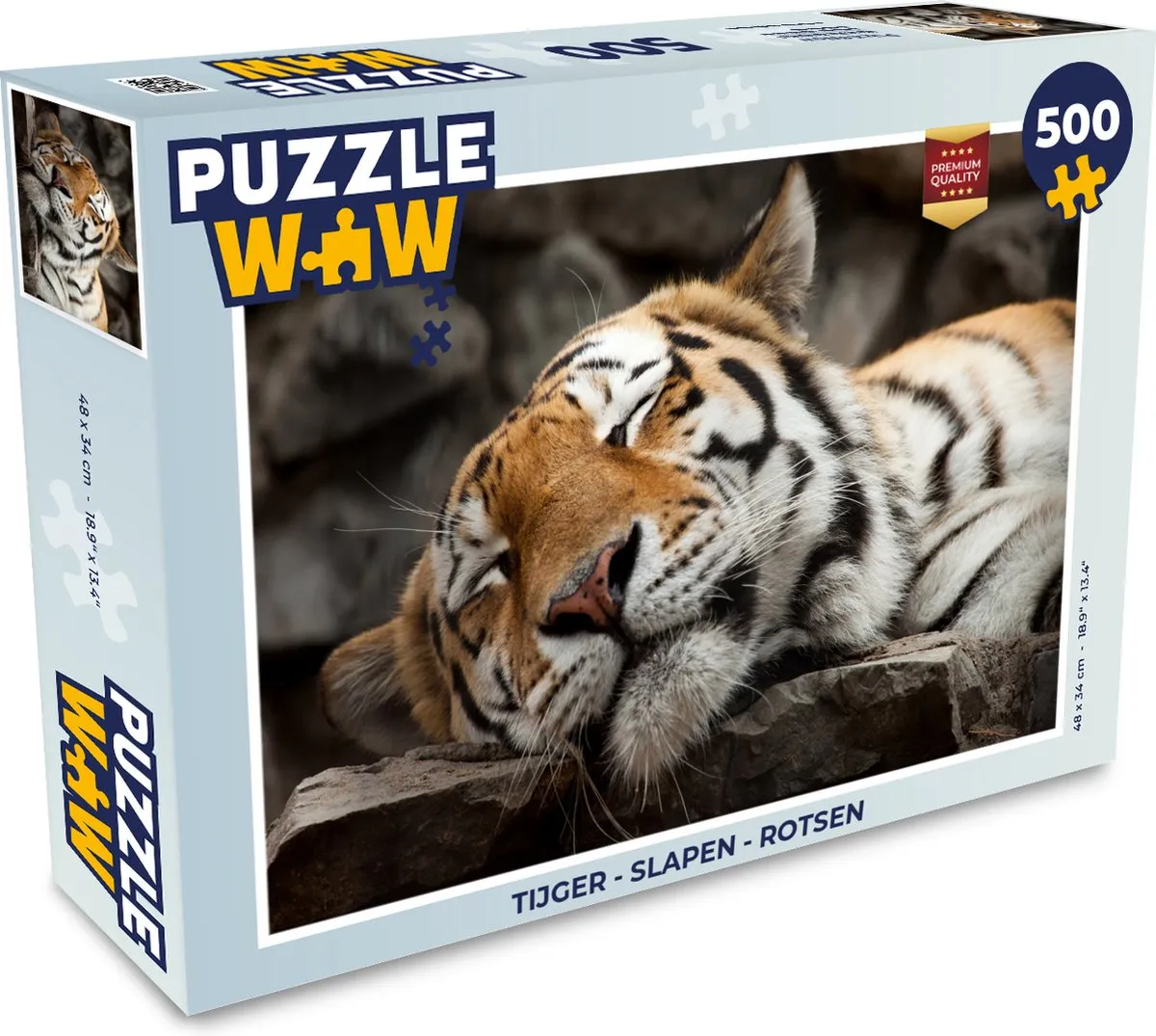 PuzzleWow Tijger Rusten Rotsen Legpuzzel 500 Stuks