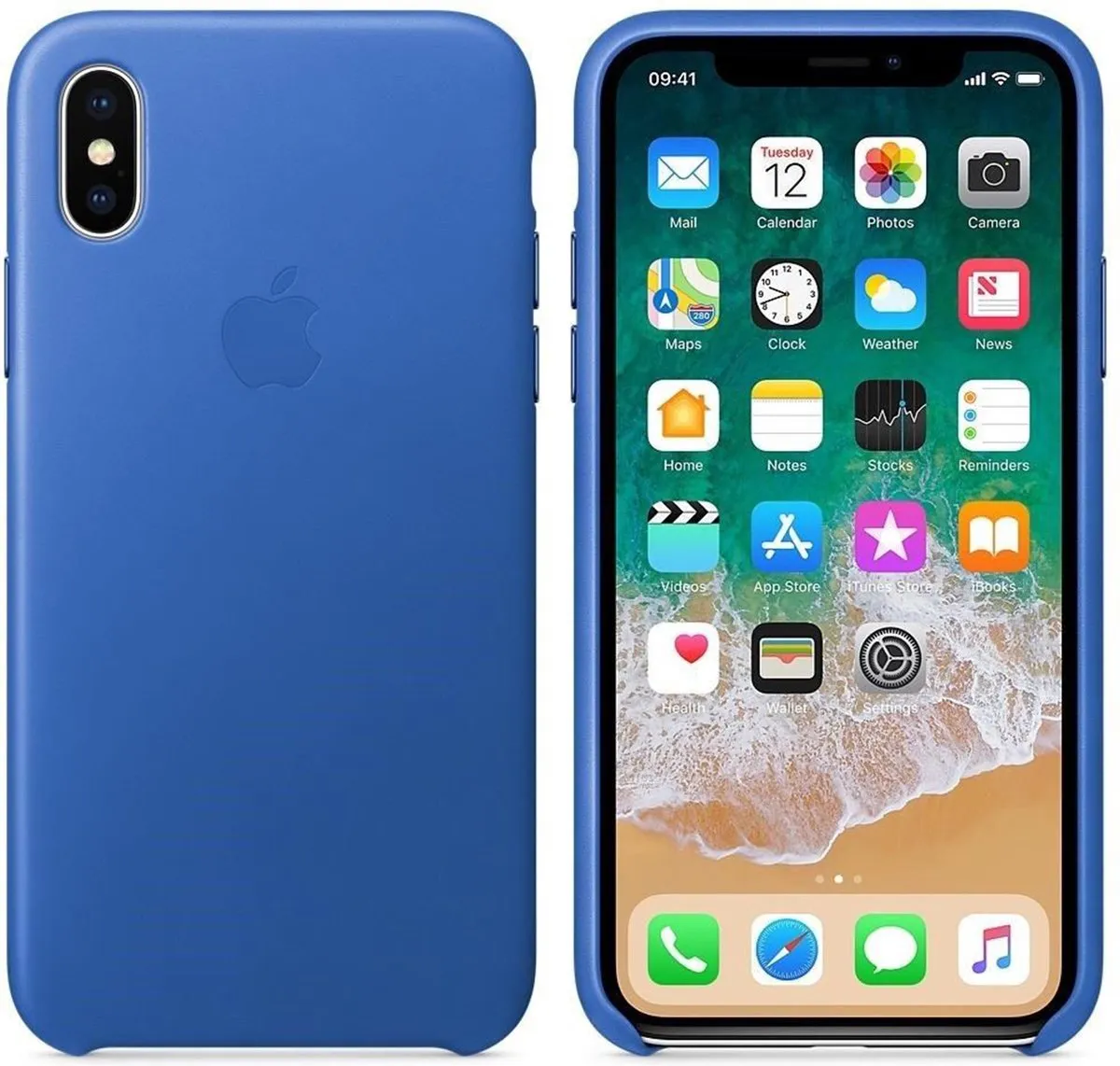 Apple Leren Hoesje iPhone X - Blauw MRGG2ZM/A