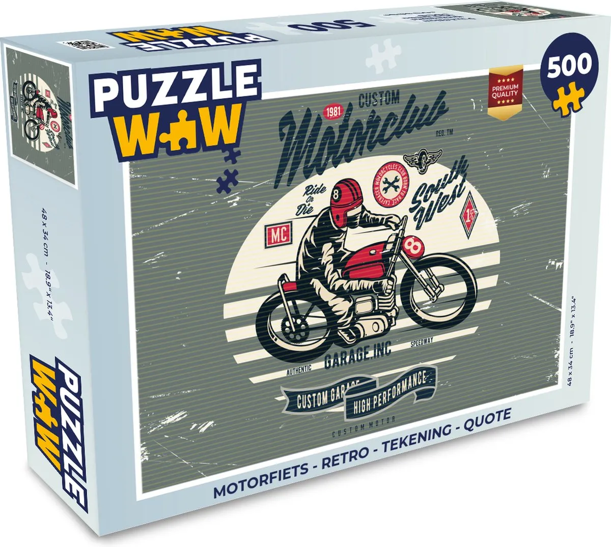 PuzzleWow Motorfiets Retro Legpuzzel 500 Stuks