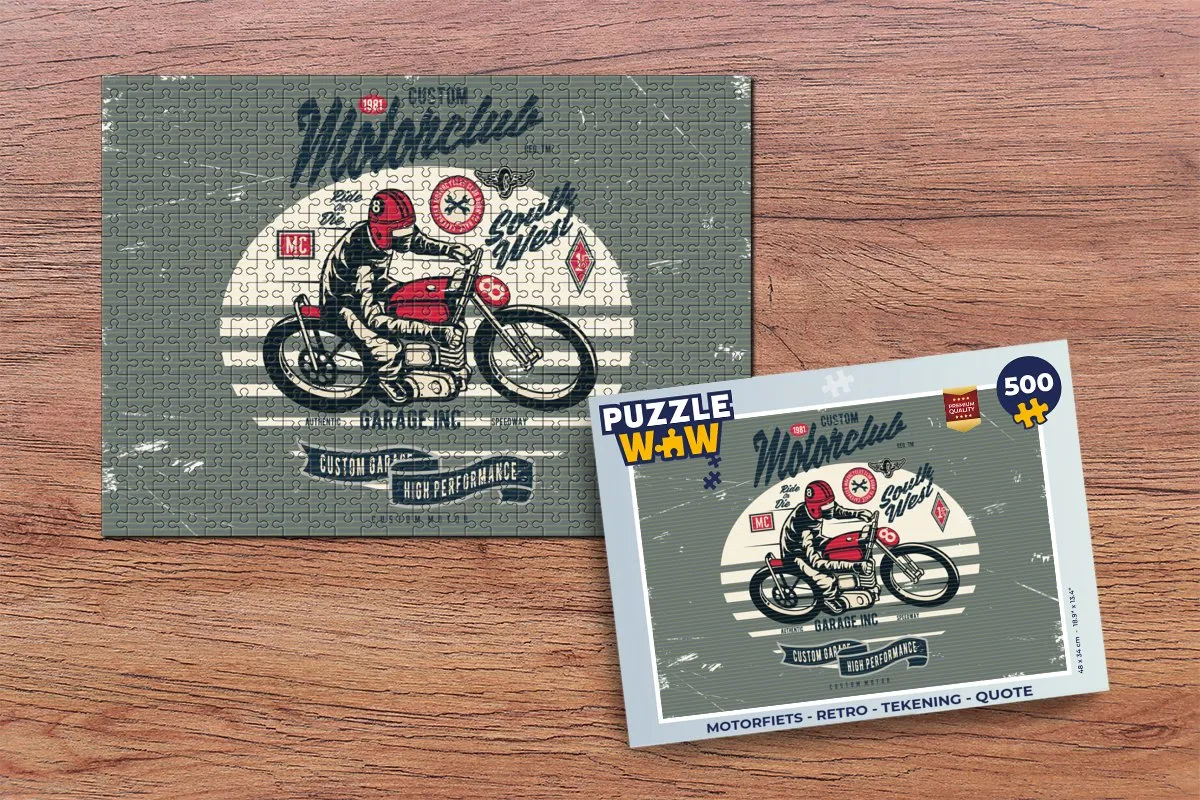 PuzzleWow Motorfiets Retro Legpuzzel 500 Stuks - Multicolor