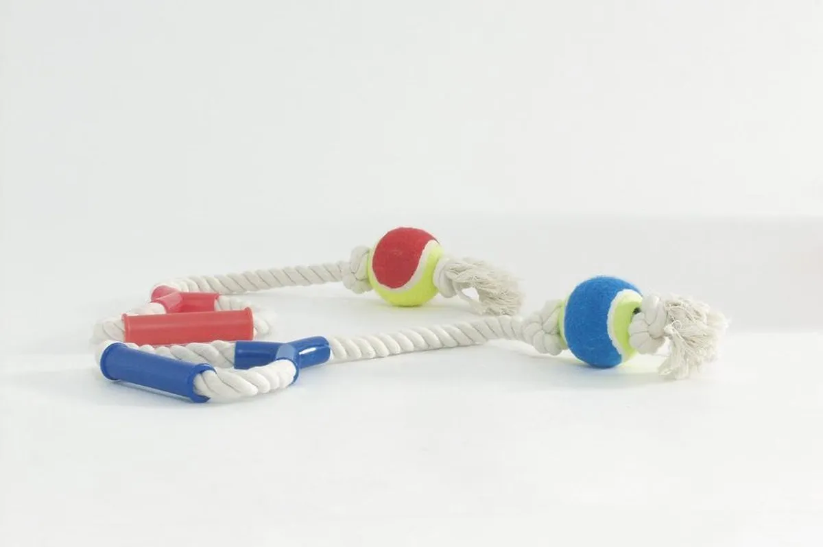 Beeztees Touwtrekker+Tennisbal - Hondenspeelgoed - 60x14x6 cm